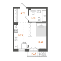 Студия № 28 Корп.: 1 , Секция 1  в ЖК STAVNI Обводный