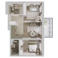 3 ккв (Евро) № 183 Корп.: 1 , Секция 3  в ЖК STAVNI Обводный