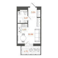 Студия № 291 Корп.: 1 , Секция 4  в ЖК STAVNI Обводный