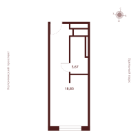 Студия № Н-14.4 Корп.: 1 , Секция 1  в ЖК Saan