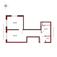 2 ккв (Евро) № Н-22.11 Корп.: 1 , Секция 1  в ЖК Saan