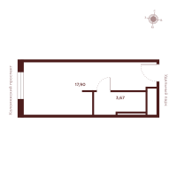 Студия № Н-18.19 Корп.: 1 , Секция 1  в ЖК Saan