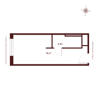 Студия № Н-14.60 Корп.: 1 , Секция 1  в ЖК Saan