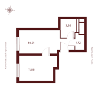 2 ккв (Евро) № Н-22.10 Корп.: 1 , Секция 1  в ЖК Saan