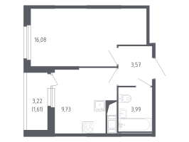 1 ккв № 228 Корп.: 7.2 , Секция 4  в ЖК Сандэй