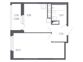 1 ккв № 440 Корп.: 7.2 , Секция 5  в ЖК Сандэй