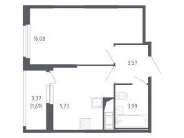 1 ккв № 278 Корп.: 7.2 , Секция 4  в ЖК Сандэй