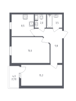 2 ккв № 86 Корп.: 7 , Секция 1  в ЖК Сандэй