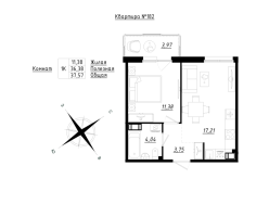 2 ккв (Евро) № 182 Корп.: 1 , Секция 5  в ЖК Счастье 2.0
