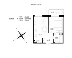 2 ккв (Евро) № 217 Корп.: 1 , Секция 6  в ЖК Счастье 2.0