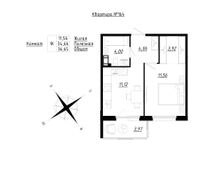 1 ккв № 164 Корп.: 1 , Секция 5  в ЖК Счастье 2.0