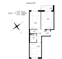 3 ккв (Евро) № 109 Корп.: 1 , Секция 3  в ЖК Счастье 2.0