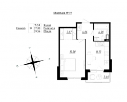 1 ккв № 119 Корп.: 2 , Секция 4  в ЖК Счастье 2.0