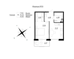 1 ккв № 193 Корп.: 1 , Секция 6  в ЖК Счастье 2.0