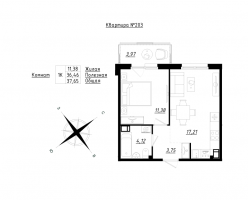 2 ккв (Евро) № 203 Корп.: 2 , Секция 7  в ЖК Счастье 2.0
