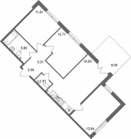 4 ккв (Евро) № 57 Корп.: 1 , Секция 3  в ЖК Счастье 2.0