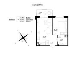 2 ккв (Евро) № 167 Корп.: 1 , Секция 5  в ЖК Счастье 2.0