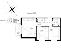 3 ккв (Евро) № 148 Корп.: 1 , Секция 4  в ЖК Счастье 2.0