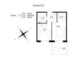 1 ккв № 157 Корп.: 1 , Секция 5  в ЖК Счастье 2.0