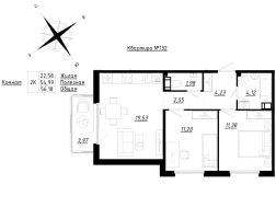 3 ккв (Евро) № 132 Корп.: 1 , Секция 4  в ЖК Счастье 2.0