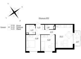 3 ккв (Евро) № 89 Корп.: 1 , Секция 3  в ЖК Счастье 2.0