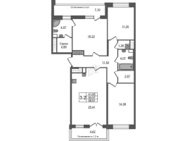 4 ккв (Евро) № 470 Корп.: 1.1 , Секция 2.3  в ЖК Сенат