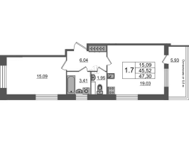 2 ккв (Евро) № 1319 Корп.: 1.2 , Секция 3.3  в ЖК Сенат