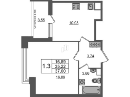 1 ккв № 994 Корп.: 1.2 , Секция 2.4  в ЖК Сенат