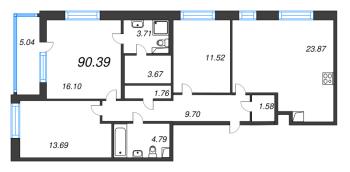 4 ккв (Евро) № 501 Корп.: 1.2 , Секция 1.4  в ЖК Сенат
