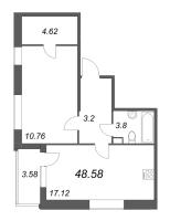 2 ккв (Евро) № 1465 Корп.: 1.2 , Секция 4.1  в ЖК Сенат