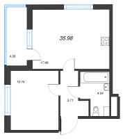 2 ккв (Евро) № 837 Корп.: 1.1 , Секция 3.1  в ЖК Сенат