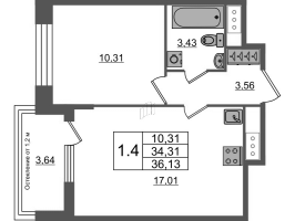 2 ккв (Евро) № 14 Корп.: 1.2 , Секция 1.1  в ЖК Сенат