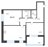 3 ккв (Евро) № 500 Корп.: 1.2 , Секция 1.4  в ЖК Сенат