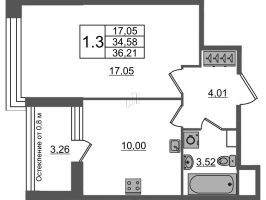 1 ккв № 502 Корп.: 1.1 , Секция 2.4  в ЖК Сенат