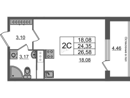 Студия № 446 Корп.: 1.2 , Секция 1.3  в ЖК Сенат