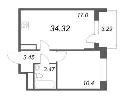 2 ккв (Евро) № 1261 Корп.: 1.2 , Секция 3.2  в ЖК Сенат