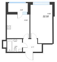 1 ккв № 829 Корп.: 1.1 , Секция 3.1  в ЖК Сенат