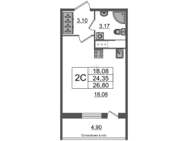 Студия № 984 Корп.: 1.2 , Секция 2.3  в ЖК Сенат