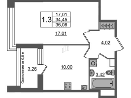 1 ккв № 504 Корп.: 1.1 , Секция 2.4  в ЖК Сенат