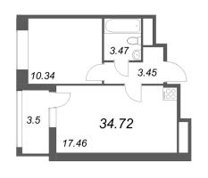 2 ккв (Евро) № 1309 Корп.: 1.2 , Секция 3.2  в ЖК Сенат