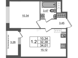 2 ккв (Евро) № 111 Корп.: 1.2 , Секция 1.1  в ЖК Сенат