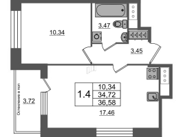 2 ккв (Евро) № 13 Корп.: 1.2 , Секция 1.1  в ЖК Сенат