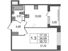 1 ккв № 846 Корп.: 1.2 , Секция 2.3  в ЖК Сенат