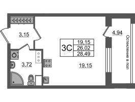 Студия № 854 Корп.: 1.1 , Секция 3.2  в ЖК Сенат