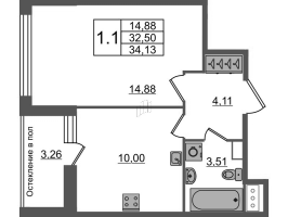 1 ккв № 652 Корп.: 1.1 , Секция 2.4  в ЖК Сенат