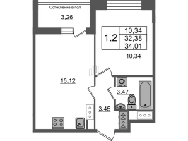 2 ккв (Евро) № 407 Корп.: 1.2 , Секция 1.3  в ЖК Сенат