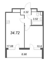 2 ккв (Евро) № 1059 Корп.: 1.2 , Секция 2.4  в ЖК Сенат