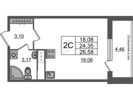 Студия № 461 Корп.: 1.2 , Секция 1.3  в ЖК Сенат