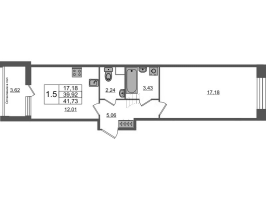 1 ккв № 987 Корп.: 1.2 , Секция 2.4  в ЖК Сенат