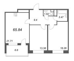 3 ккв (Евро) № 394 Корп.: 1.1 , Секция 2.2  в ЖК Сенат